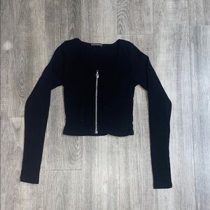 Brandy Melville Black Long Sleeve Top with Zipper
